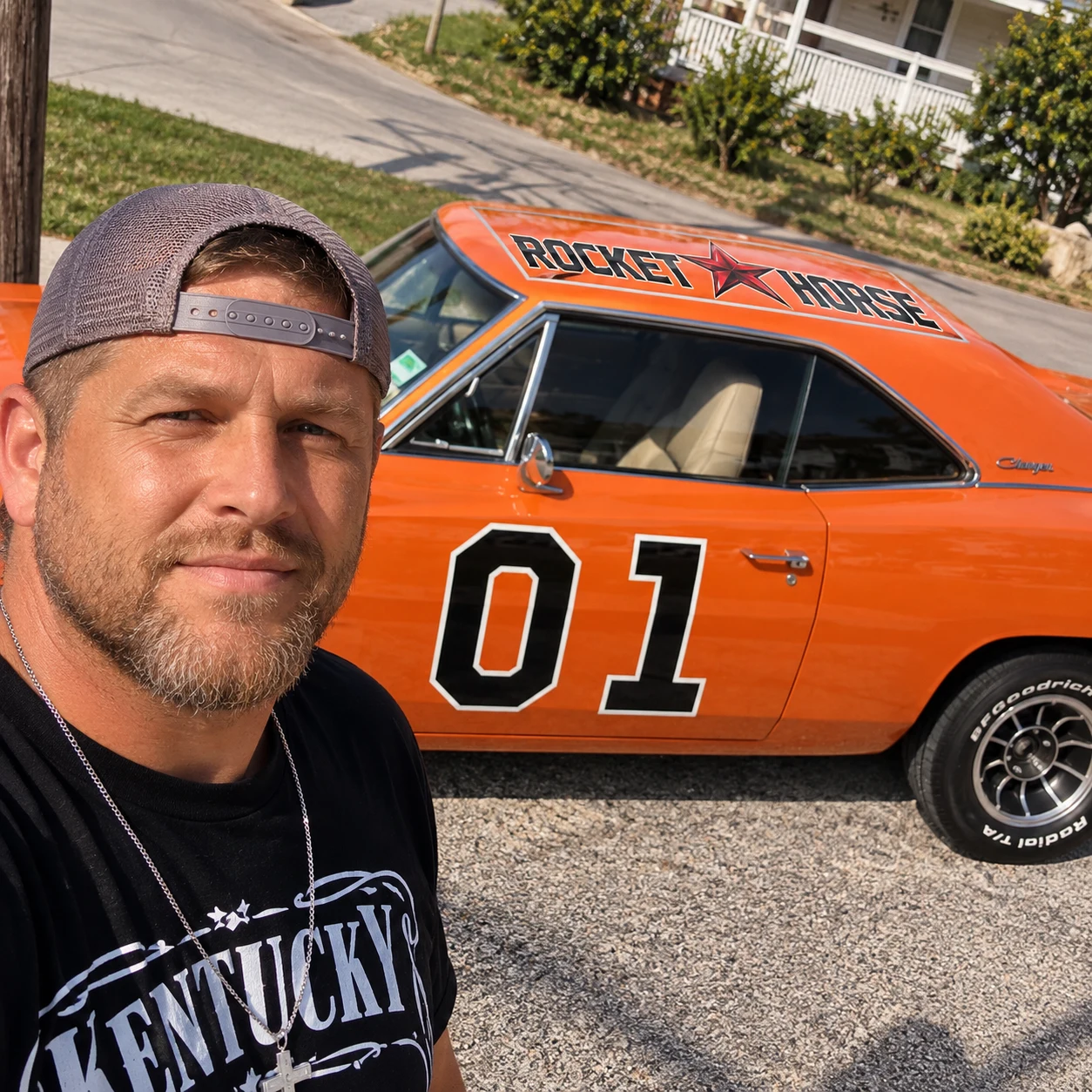 Brian Myk with the orange Rocket Horse 01 Charger