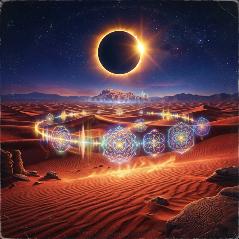 Sahara Synth Syndicate - Golden dunes under indigo starry desert night